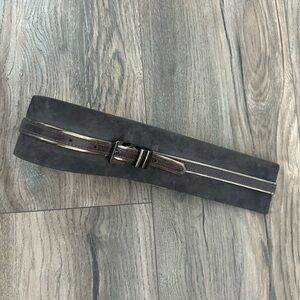 White House black market leather gray thick belt size small